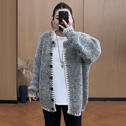 韩系慵懒风开衫毛衣外套女上衣潮