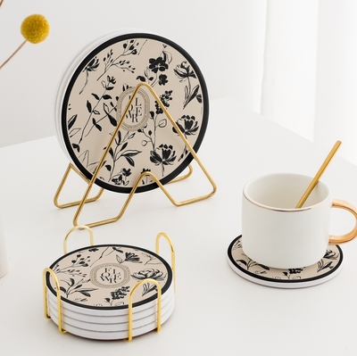 奶油风侘寂风 陶瓷隔热防烫餐桌防水锅垫北欧复古圆形水杯垫防滑