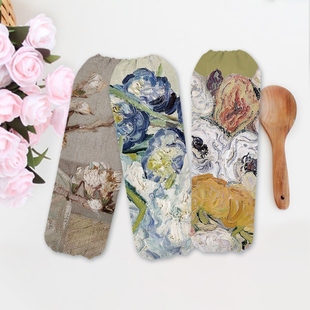 梵高创意花朵袖套女款工作防脏羽绒服冬季套袖卡通可爱护袖办公室