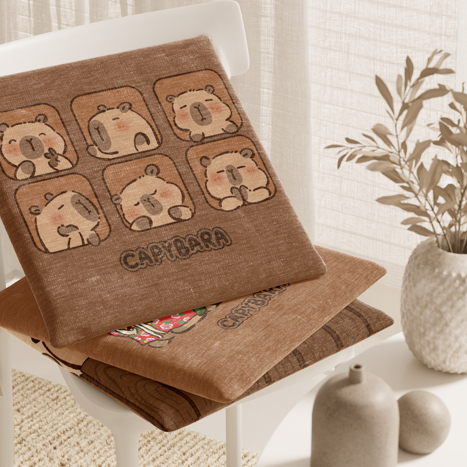 卡皮巴拉坐垫椅子垫办公室久坐椅垫学生凳子屁股垫餐椅垫子家用