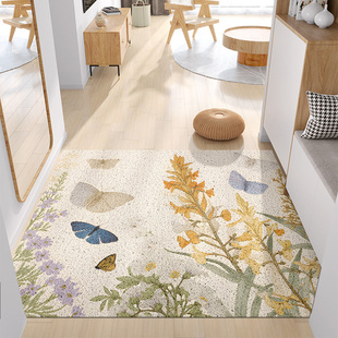 梦幻花草 入户门丝圈地垫超大门垫门厅大门口地毯进门脚垫古典风