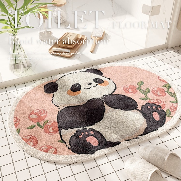 大熊猫花花吸水地垫卫浴进门浴室垫防滑垫卫生间门口门加厚脚垫可,居家布艺,家用脚垫,淘宝优惠券,粉丝福利购,淘宝优惠卷
