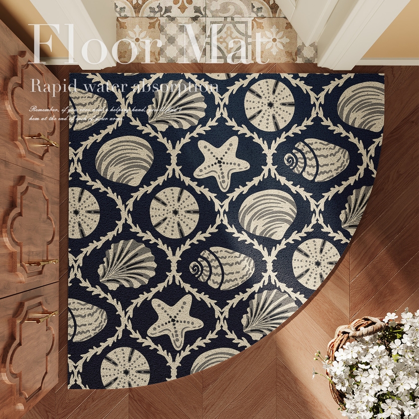 海洋贝壳扇形入户门地垫进门门口门垫脚垫进户门入门大门地毯创意