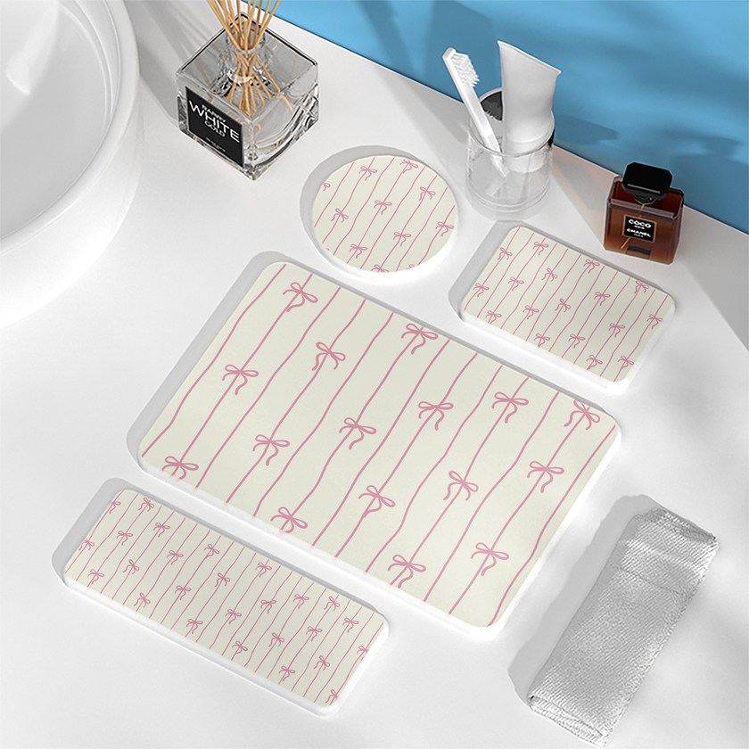 可爱蝴蝶结硅藻土吸水垫防潮杯垫速干 卫浴洗漱垫长条洗手台皂垫,居家布艺,家用脚垫,淘宝优惠券,粉丝福利购,淘宝优惠卷