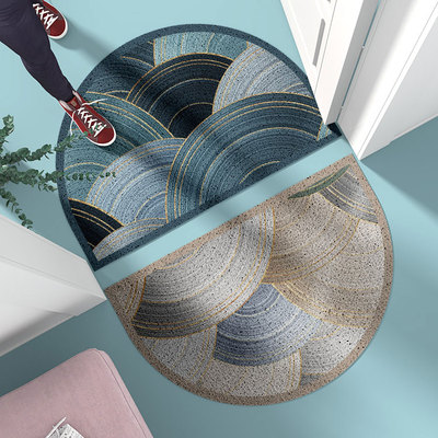 轻奢抽象半圆形入户日式丝圈地垫