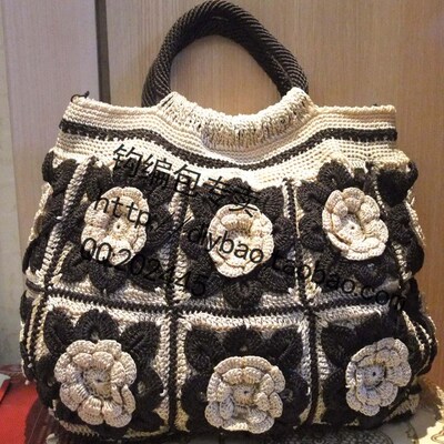拼花双层钩包钩编包手工包款号