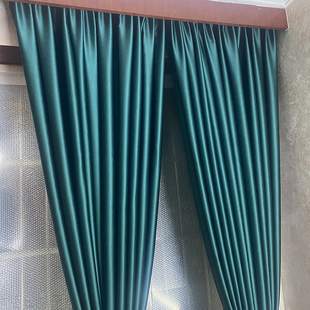 双面深绿色公主亮面高精密遮光卧室客厅阳台酒店宾馆外贸工程窗帘