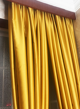 双面金黄色亮面高精密遮光卧室客厅阳台酒店宾馆老年佛堂寺庙窗帘