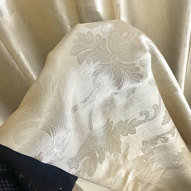 香槟色欧花外贸客厅卧室阳台办公出租房全遮光短窗帘成品特价清仓