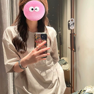 100%纯棉学院风hiphop纯色短袖 宽松oversize情侣上衣服 t恤女夏季