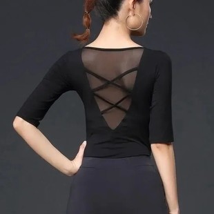 拉丁舞上衣新款长袖、中袖舞蹈服摩登舞练功服广场舞服演出服