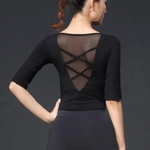 拉丁舞上衣新款长袖、中袖舞蹈服摩登舞练功服广场舞服演出服