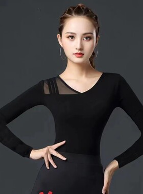 新款摩登舞上衣国标交谊舞服装女成人拉丁舞上装练习形体服