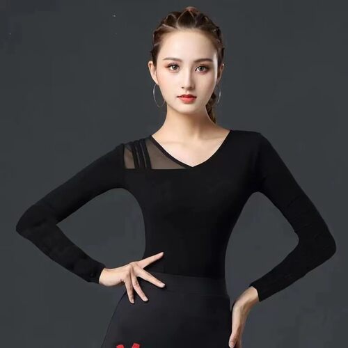 新款摩登舞上衣国标交谊舞服装女成人拉丁舞上装练习形体服