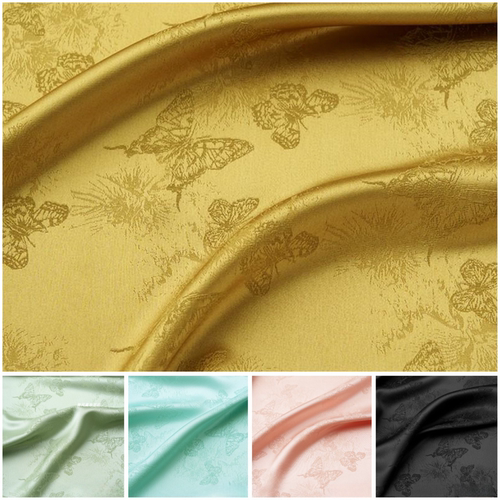 蝴蝶图案进口醋酸提花面料光泽