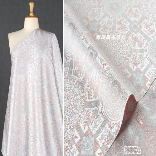 八达晕织锦缎提花面料马甲旗袍