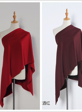 酒红色枣红色紫红色针织弹力加捻罗马布料 裙子裤子西装面料 垂顺