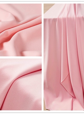 浅粉红色 超细哥弟直贡呢针织面料 涤纶化纤四面弹力裤子裙子布料