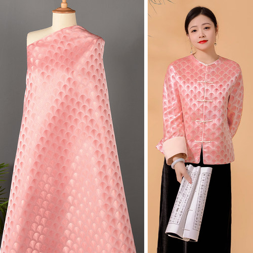 中国风丝绸织锦缎马甲上衣布料