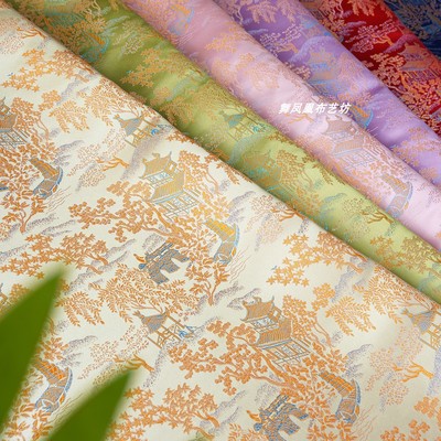 清明上河图织锦缎提花面料外套