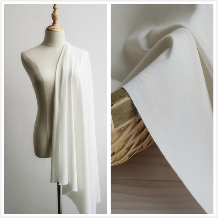 白色 天丝罗马 针织弹力冰丝锦棉罗马布料 冰感爽滑裙子裤子面料