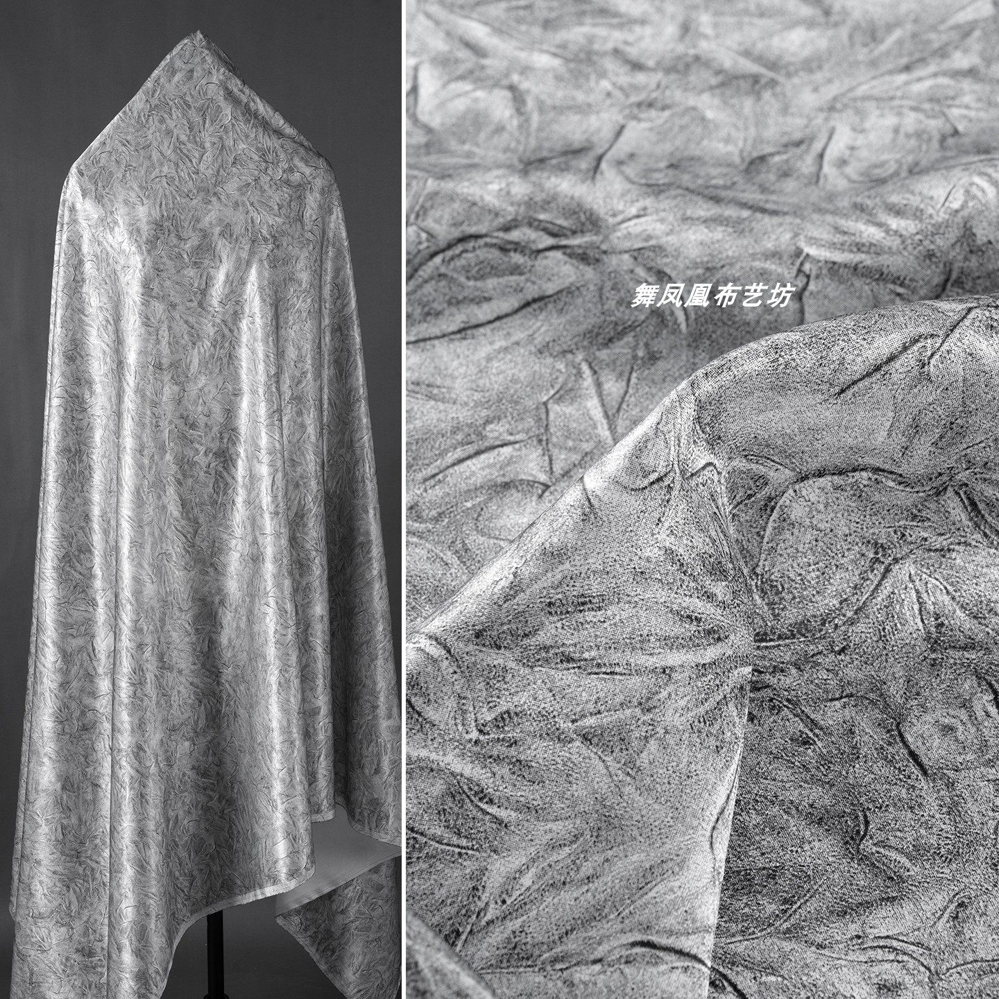 醋酸香云纱印花布料旗袍上衣裙子