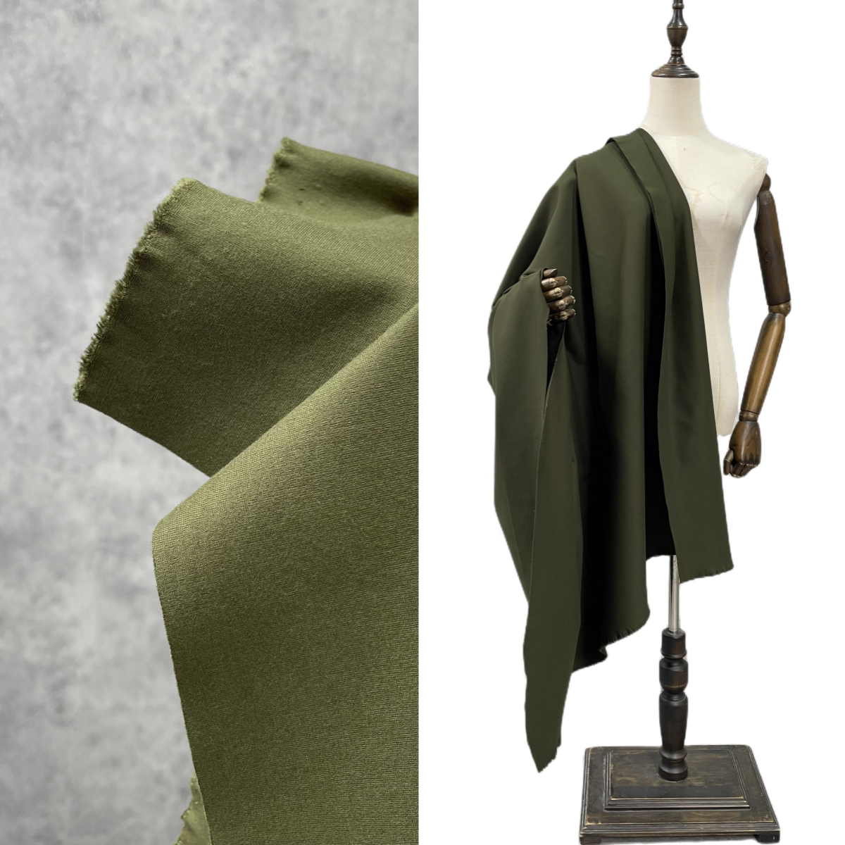 军绿色系 加厚款40s锦棉罗马布料 针织四面弹力全棉布服装面料