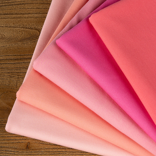 桃粉色玫红色锦棉罗马布料连衣裙西服套装涤盖棉针织四面弹力面料