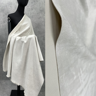 浅米灰色 麂皮绒空气层磨毛布料 针织弹力厚实仿鹿皮面料 绒感细