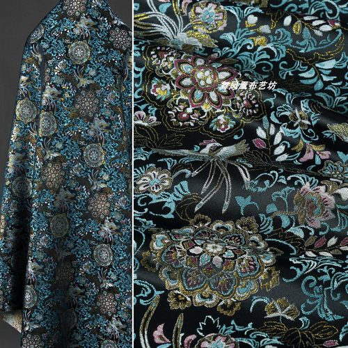 中国风织锦缎提花面料外套马甲