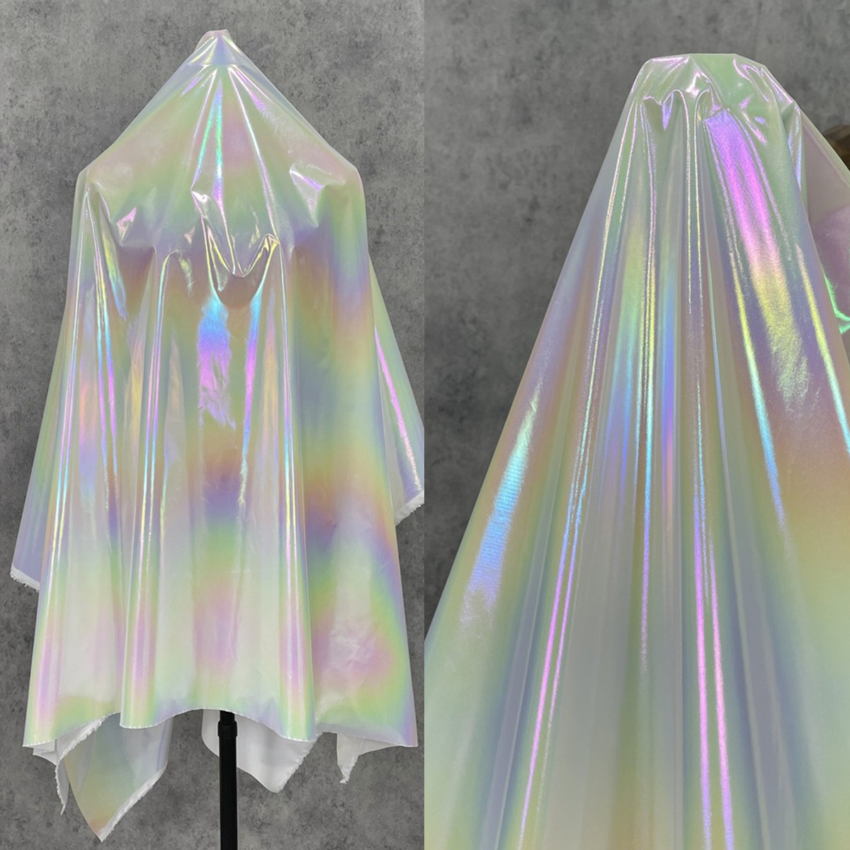 白色渐变幻彩尼龙防水布料pu皮