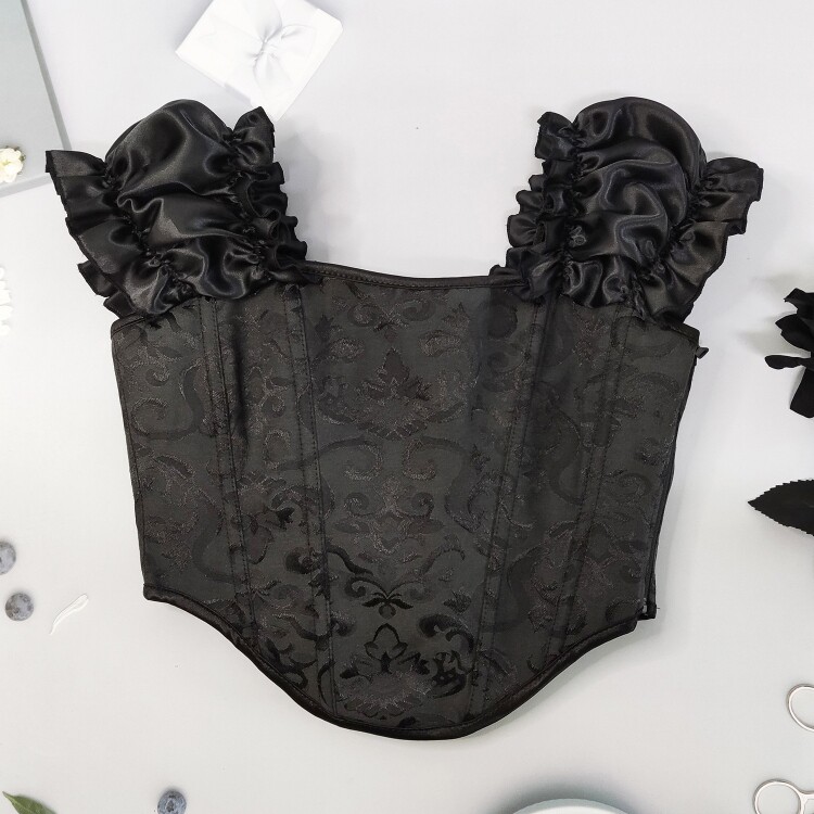 塑身衣外穿泡泡袖方领胸衣corset