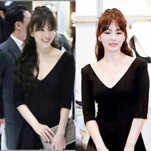 宋慧乔明星同款连衣裙女装春秋新款显瘦赫本风小黑裙v领礼服 短裙