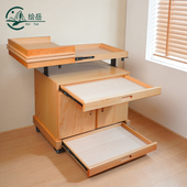 绘岳升降油画车多功能收纳置物架可移动木质绘画桌美术生专用