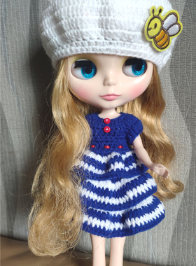 小布Blythe娃娃可穿娃衣 手工制作衣服 都市休闲套装 一套两点
