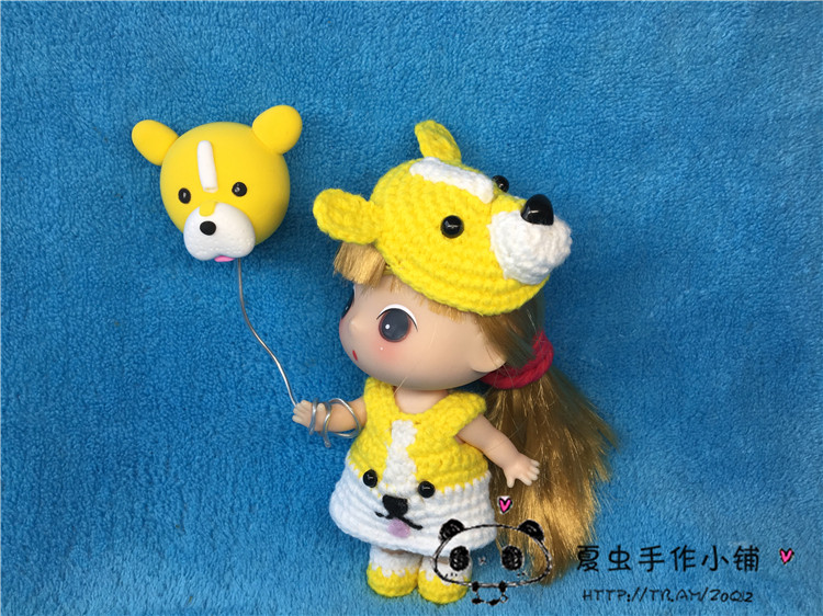 韩国正版冬己迷糊娃娃9cm 11cm可穿衣服 面具狗衣服套装 手工娃衣