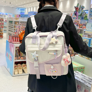 高颜值多巴胺双肩包三到六年级学生补课包多功能背包手提单肩斜挎
