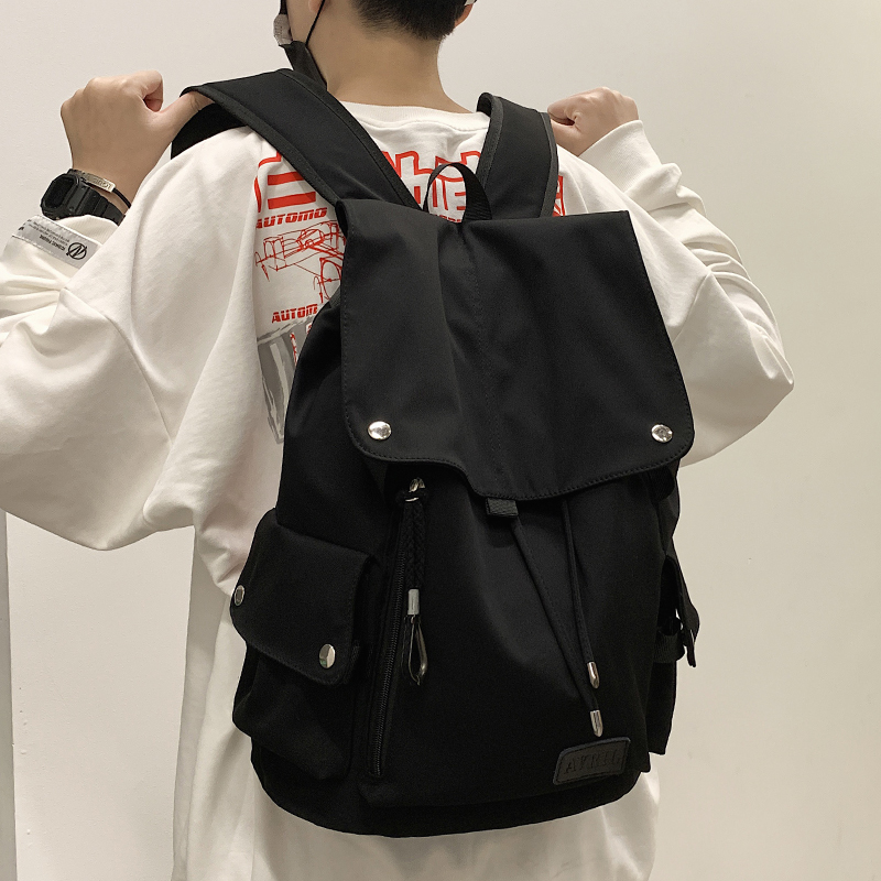 抽带韩版原宿风高中生休闲双肩包