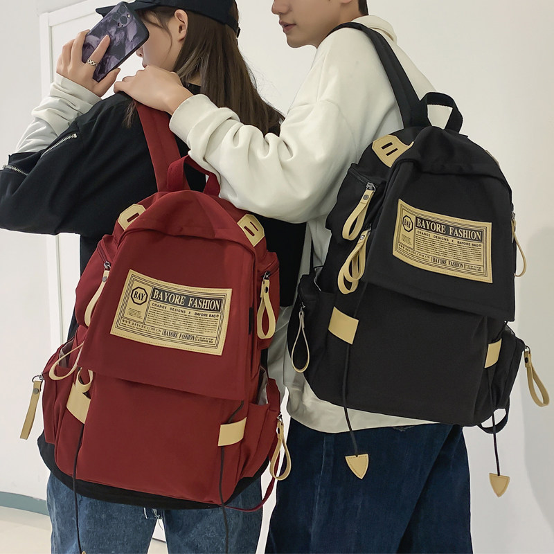 HONG KONG STYLE PERSONALITY LARGE CAPACITY BACKPACK FEMALE KOREAN VERSION INS STYLE RETRO COLLEGE STUDENT BACKPACK JUNIOR HIGH SCHOOL STUDENT SCHOOLBAG MALE