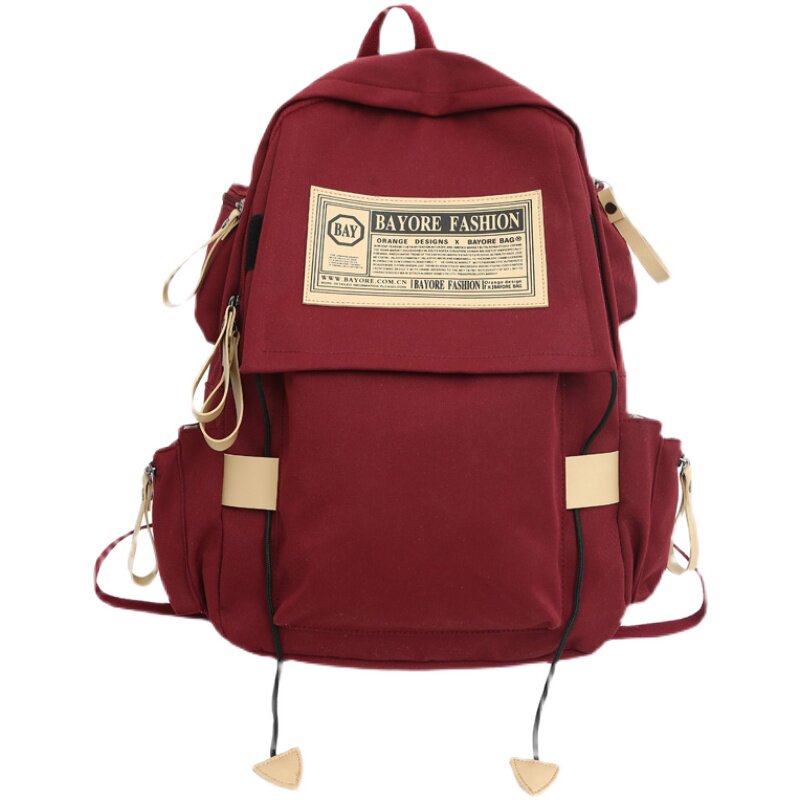HONG KONG STYLE PERSONALITY LARGE CAPACITY BACKPACK FEMALE KOREAN VERSION INS STYLE RETRO COLLEGE STUDENT BACKPACK JUNIOR HIGH SCHOOL STUDENT SCHOOLBAG MALE