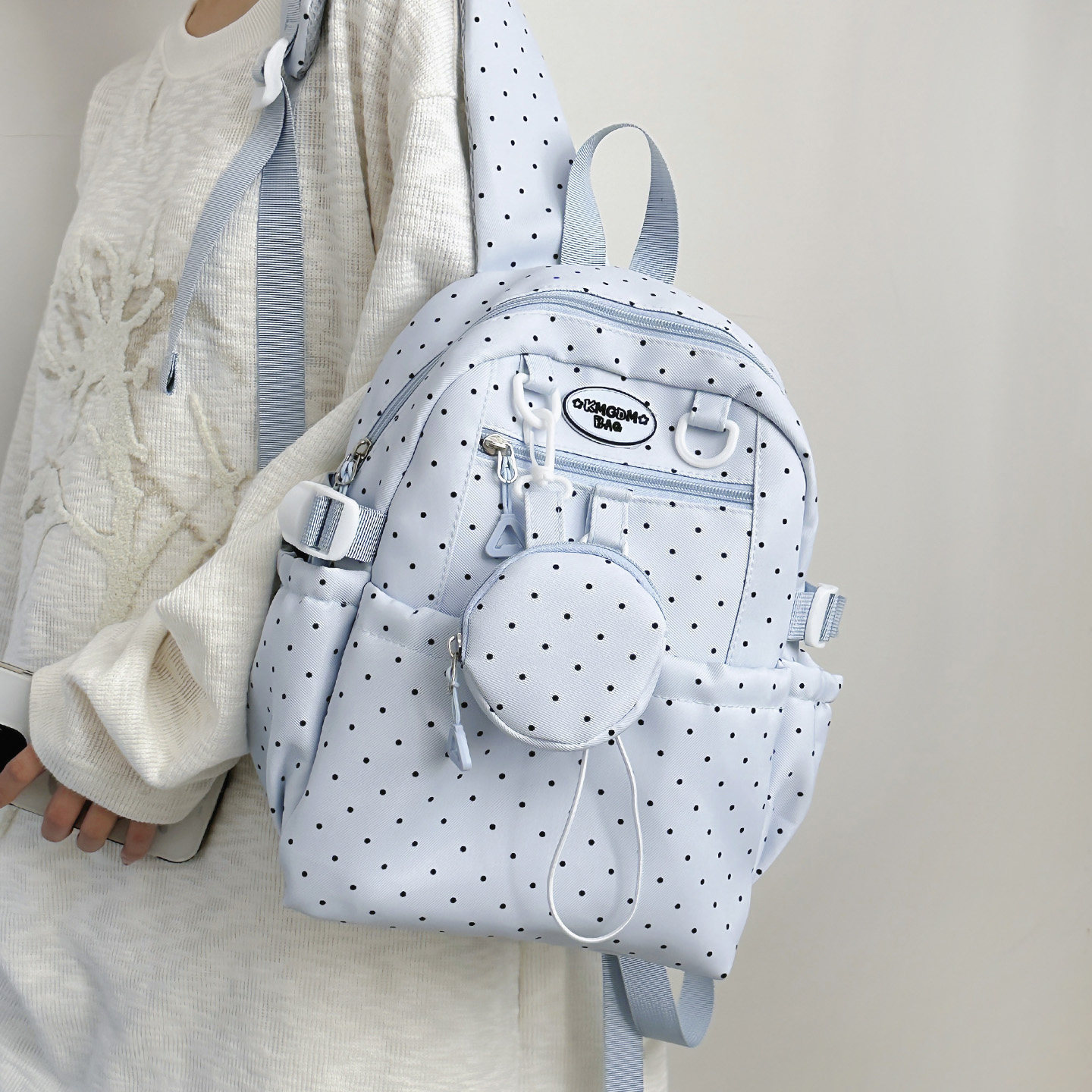 新款小清新波点小背包儿童女童幼儿园书包学生春游旅游休闲双肩包