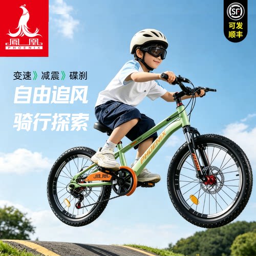 凤凰儿童变速款山地单车骑行探索