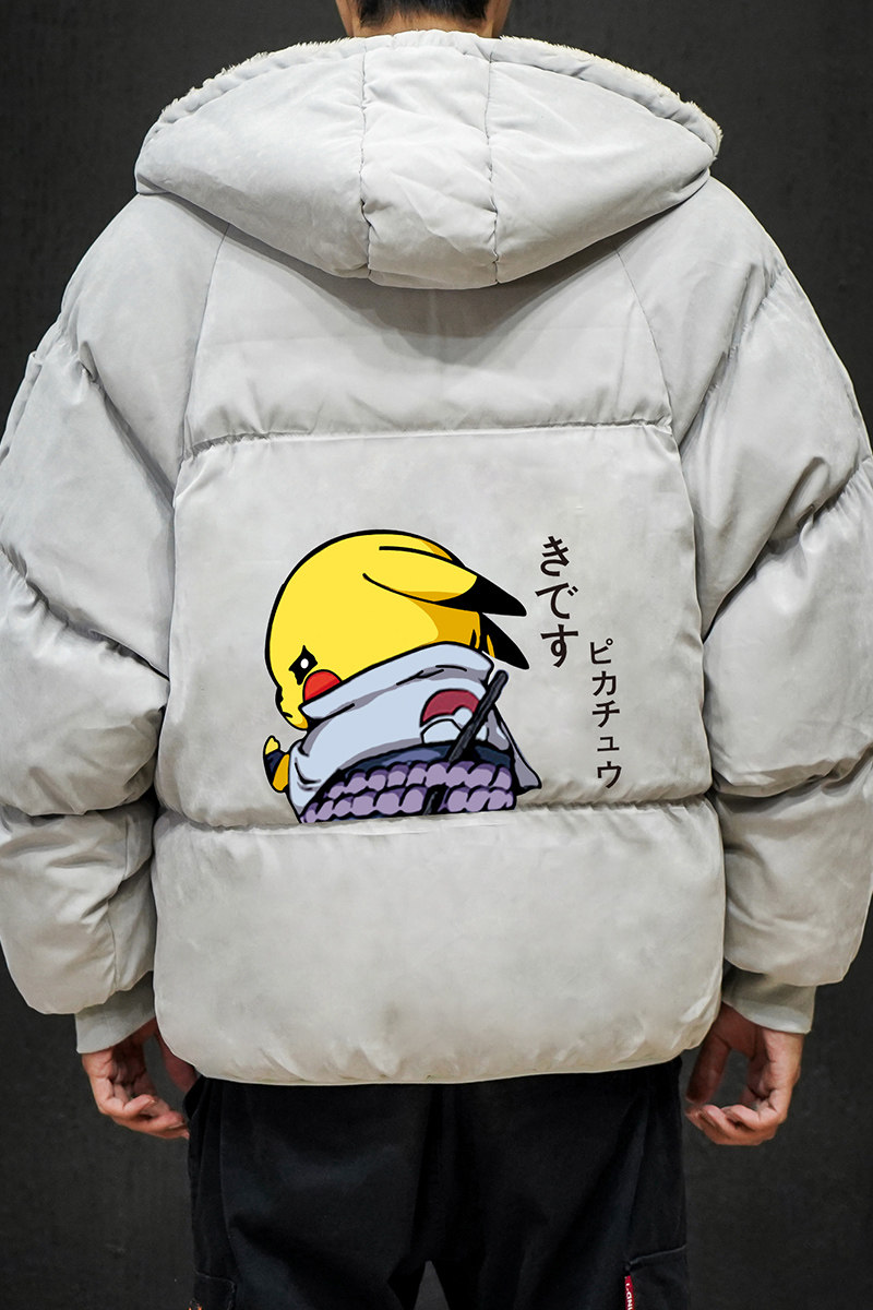 MY16036-P100皮卡丘卡通加厚加绒面包服加肥加大码男胖子衣,男装棉衣,电商A040A