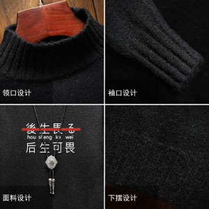 M18028-P45 秋冬半高领毛衣男大码图片