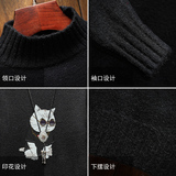 M18044加绒款-P65半高领加厚加绒毛衣男大码胖子针织衫保暖外套，男装针织衫/毛衣，电商A040A