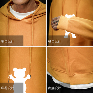 电商A040A-WY2021-P40 小熊印花连帽卫衣男潮牌大码胖人男外套图片