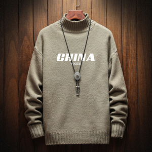 电商A040A-M18001-P45 秋冬半高领毛衣男大码图片