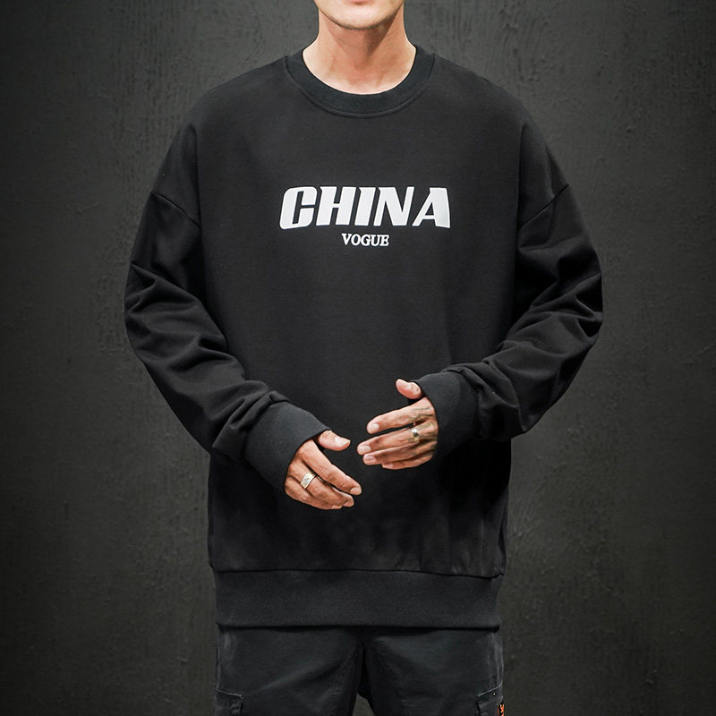 S6001-P35china字母印花圆领套头卫衣男胖人大码棒球服外套,男装卫衣,电商A040A