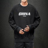 S6001-P35china字母印花圆领套头卫衣男胖人大码棒球服外套，男装卫衣，电商A040A