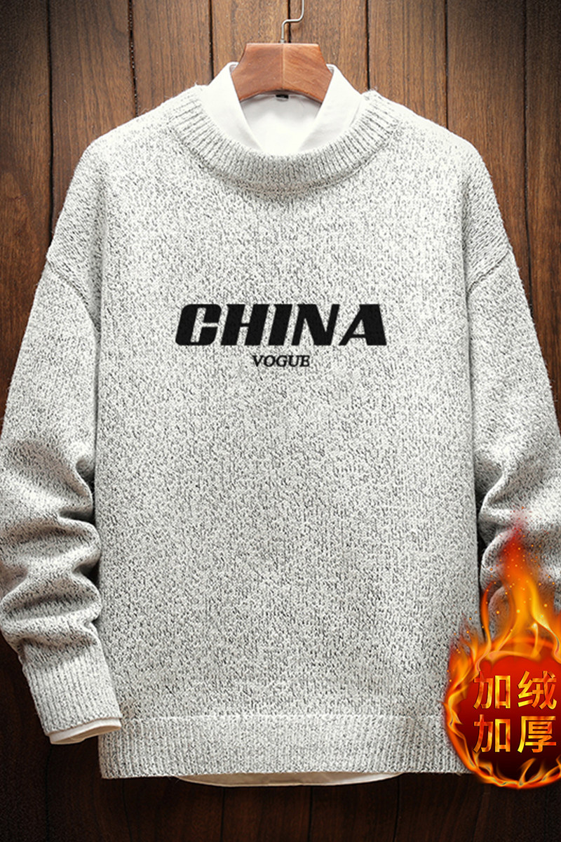 电商A040A-M19001加绒款-P65秋冬加绒宽松毛衣男线衫,男装针织衫/毛衣,电商A040A